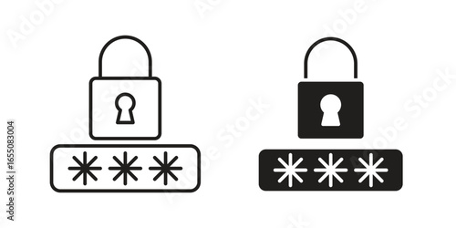 Two padlock icons with a password entry field. Simple, clean design, ideal for security concepts.