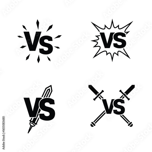 Versus symbols with various designs for competitive or comparative concepts