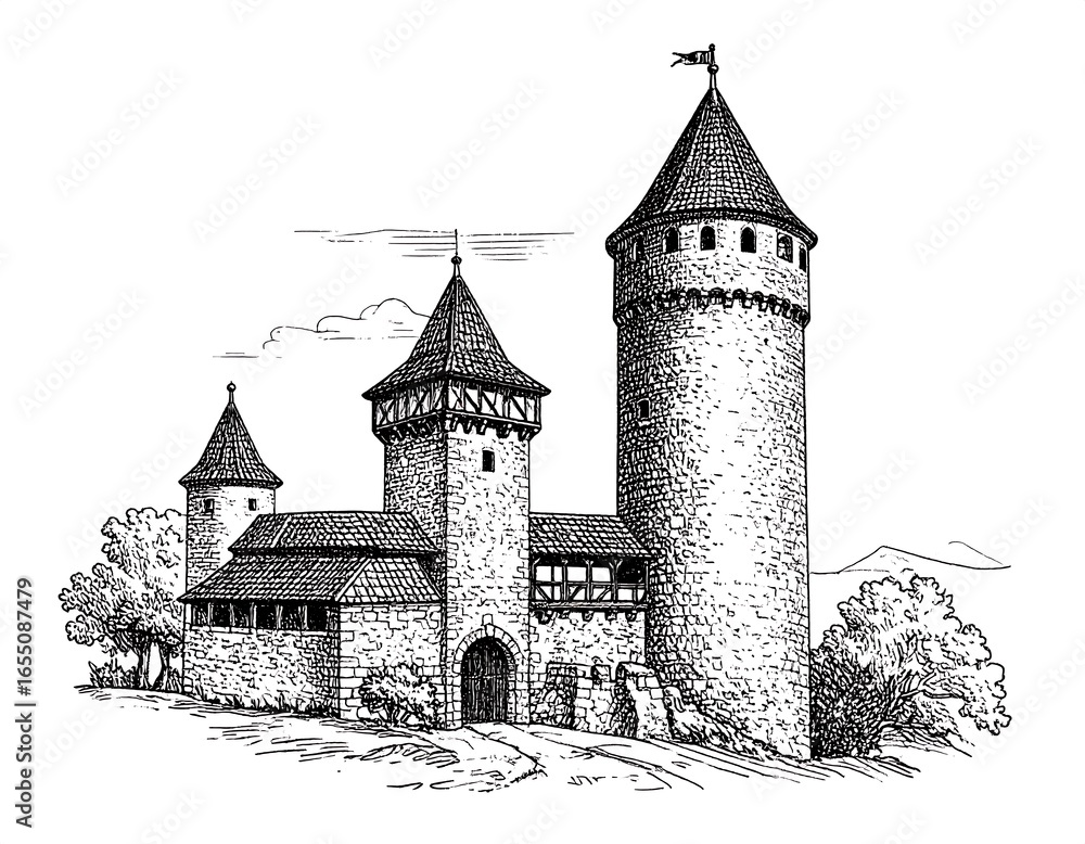 Obraz premium Medieval castle illustration