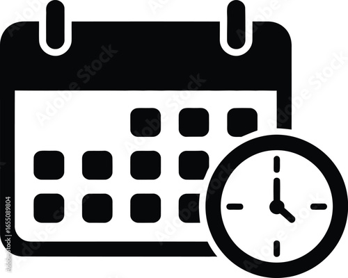Calendar and clock icon representing scheduling and time management