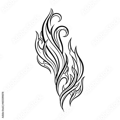 Tribal flame vector illustration, which can be used for tattoos, textile prints, and traditional artwork, especially suitable for creating cultural events and ethnic designs.