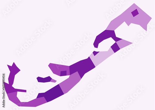 Map of Bermuda with regions. Just a simple country border map with region division. Purple color palette. Flat Bermuda shape with administrative division. Vector illustration.