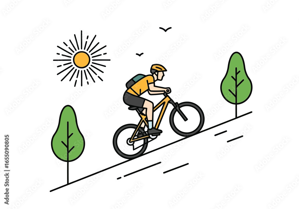 Fototapeta premium man riding a bicycle with vector and illustration