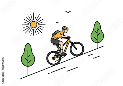 man riding a bicycle with vector and illustration