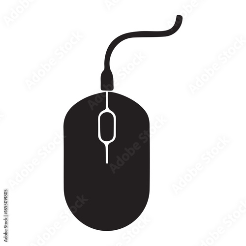 Black computer mouse with cord technology input device