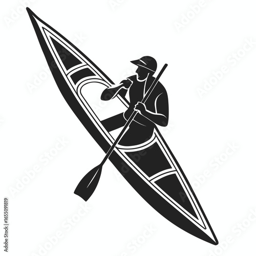 Canoe with paddler silhouette