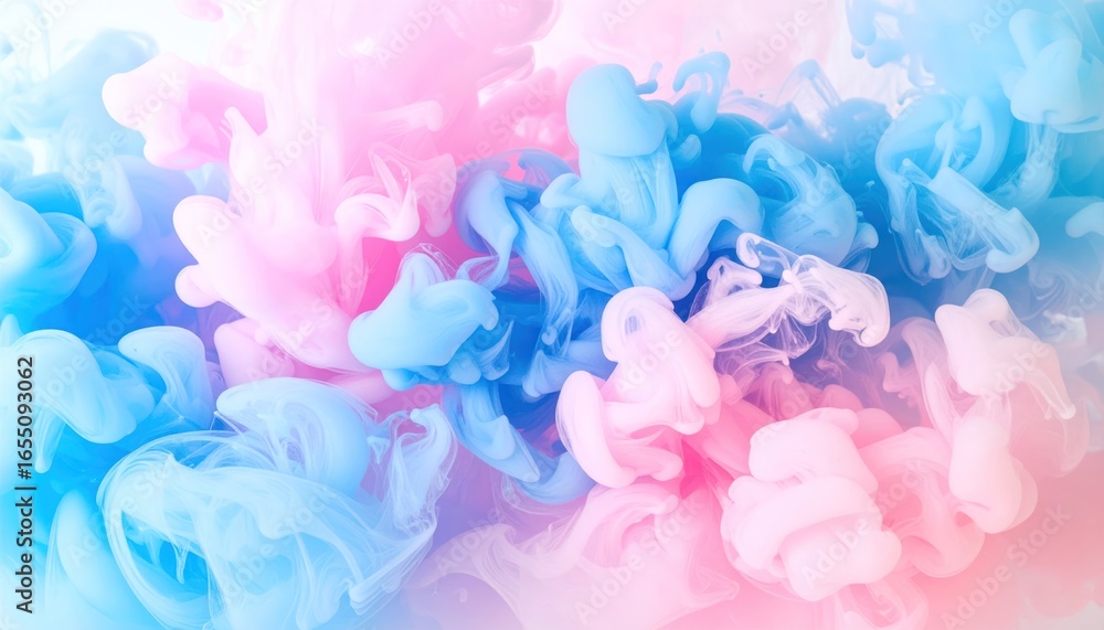 Fototapeta premium Pink and Blue Ink in Water with Abstract Cloud Background.