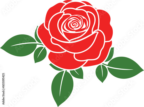 Rose logo.  Isolated rose on white background. Red rose
