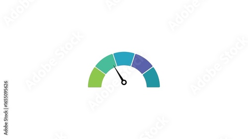 Credit Score Level Measuring Device Animation on White Background. Animated Credit Score Meter Quality Indicator. Business Risk Meter.
