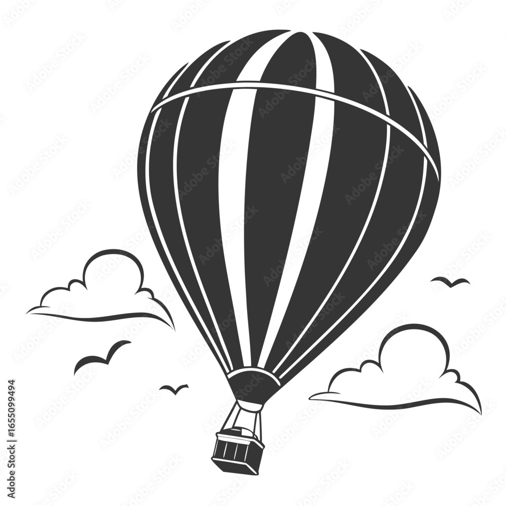 Fototapeta premium Hot air balloon with clouds silhouette