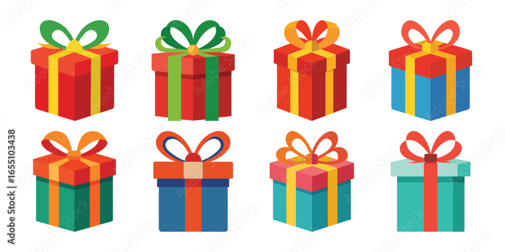 Fototapeta premium Colorful Gift Boxes Vector Illustration for Celebrations and Special Occasions