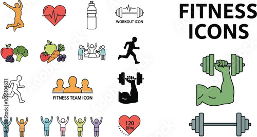 Dynamic fitness icons celebrate health, wellness, and active lifestyles