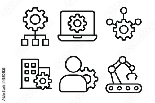 Gear icons representing technology, automation, and workflow processes enterprise automation icons