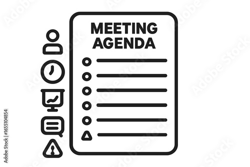 Meeting agenda document with icons and checklist elements meeting agenda template