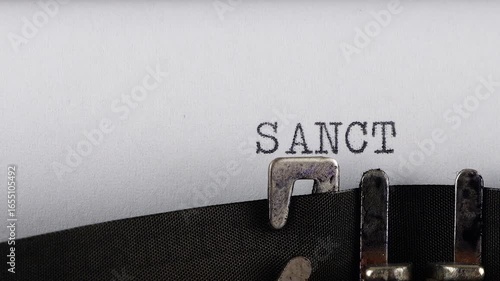 The word SANCTIONS is typing on a retro typewriter.