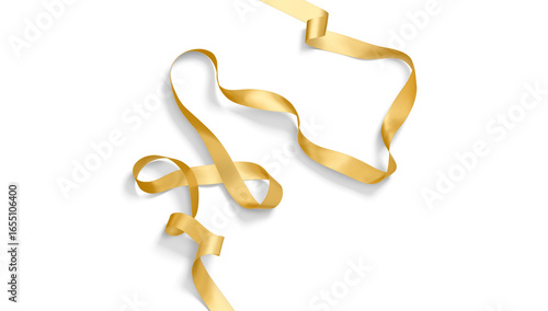 Blank gold satin ribbon mockup, top view
