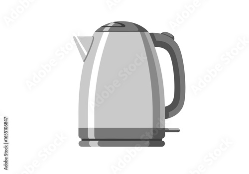 Gray Electric Kettle with Handle and Spout Illustration.