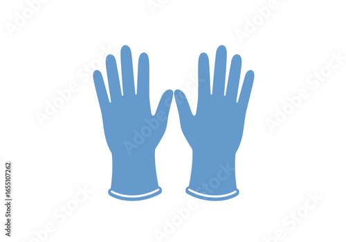 Pair of Blue Medical Gloves Protective Handwear Isolated on White Background.
