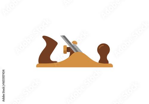 Flat Vector Illustration of a Wooden Hand Plane Tool Isolated.