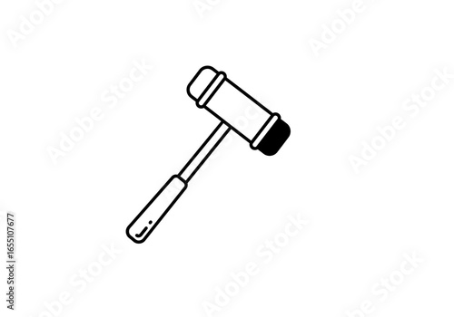 Simple Black and White Medical Reflex Hammer Icon Illustration.