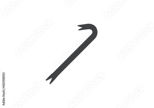 Dark Gray Metal Crowbar with a Curved Claw and Forked End.