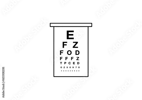 Simple Black and White Eye Chart with Letters and Numbers for Vision Test.