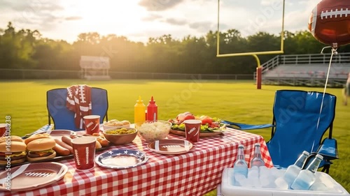 Tailgate party food ideas for football season celebration and game day with burgers and hotdogs video 4k Video 4k