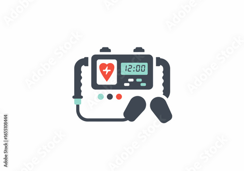 Portable Automated External Defibrillator AED Device Illustration.