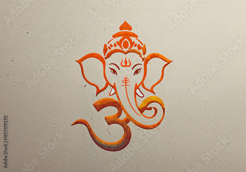 Ganesha Head Integrated With Aum Symbol Minimal Logo Design