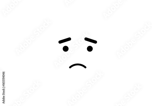 Simple Black and White Sad Face Emoji Icon.