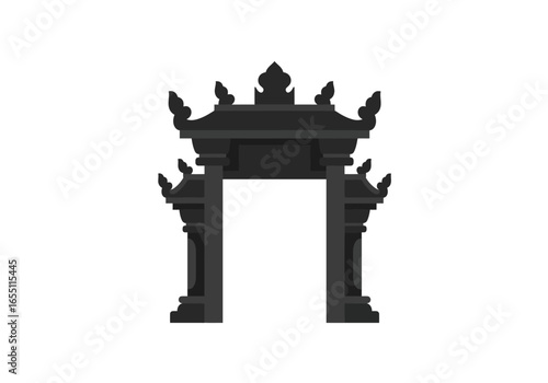 Traditional Asian Stone Archway Gateway.