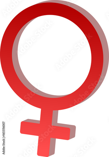 Fotografie 3D Gradient Red Female Gender Symbol Icon Isolated on Transparent Background