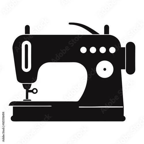 Silhouette vector art illustration of a digital sewing machine