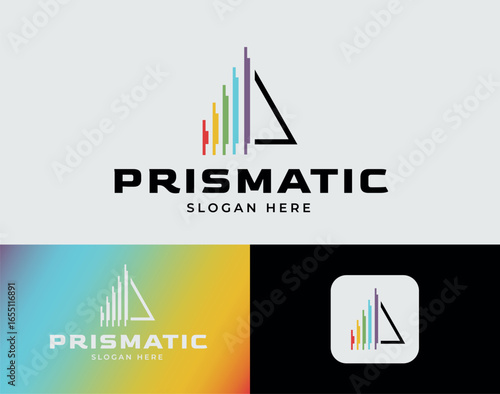 Prismatic Logo Design. Colorful Geometric Light Spectrum Symbol In Abstract Modern Style.