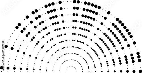Semi-circular dotted rays surrounding an empty central area.