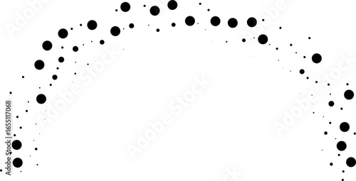 Semi-circular dotted rays arranged irregularly with ends pointing outside.