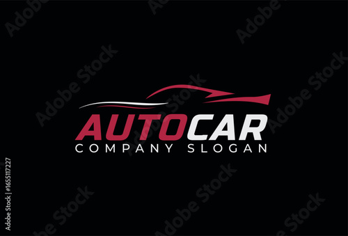 Auto Car Logo Design. Minimal Car Icon In Geometric Style For Mechanic Or Rental Business.