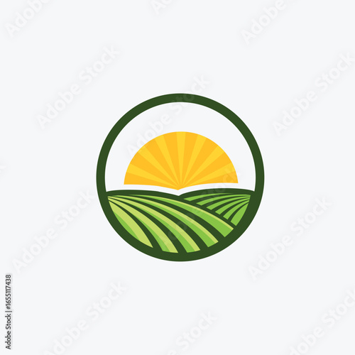 Sun Agro Logo. Farming Symbol With Bright Energy.