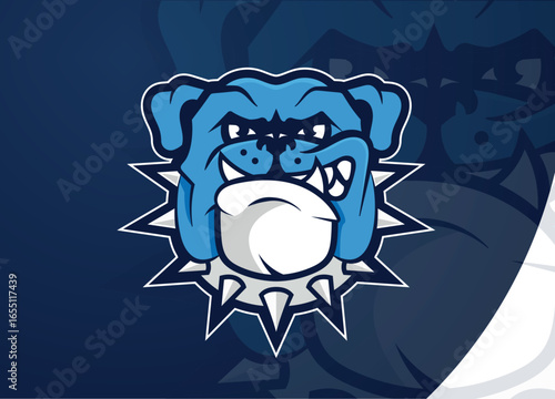 Mascot Angry Dog Logo Design. Fierce Bulldog Character In Sport Style For Gaming Or Team Logo.
