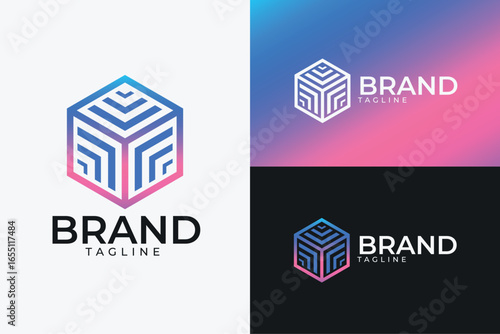 Cube Abstract Modern Logo. Geometric Symbol In 3D Style.