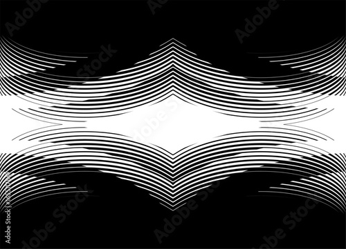 Symmetrical vector pattern of thin lines Black and white Design element. Vector background for covers, advertising, packaging, interior.