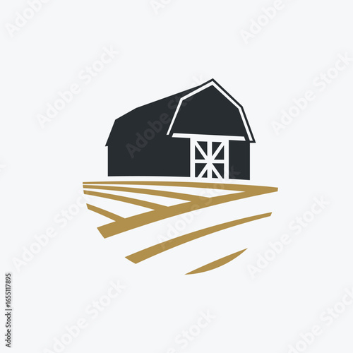 Modern Barn Agro Logo. Minimal Farming Emblem.
