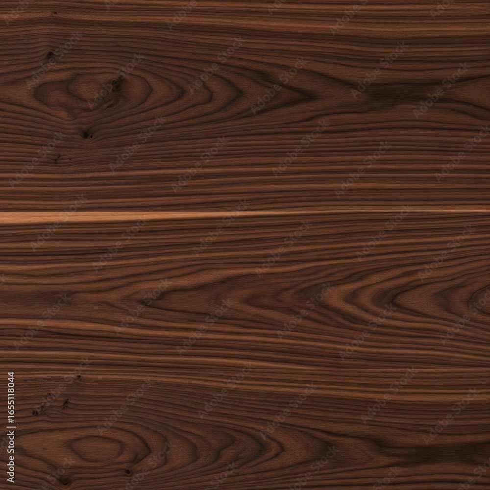 Fototapeta premium Close-up shot of rich, dark walnut wood grain with natural patterns and smooth texture, showcasing the beauty of natural wood for design and decor