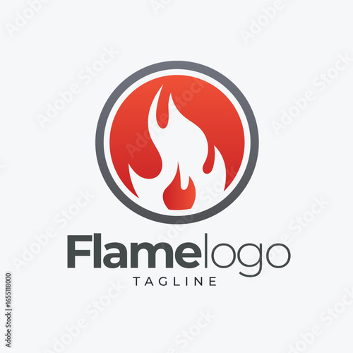 Flame Circle Logo. Round Fire Symbol For Energy Brand.
