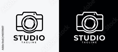 Camera Studio Logo. Lens Icon For Photography Branding.