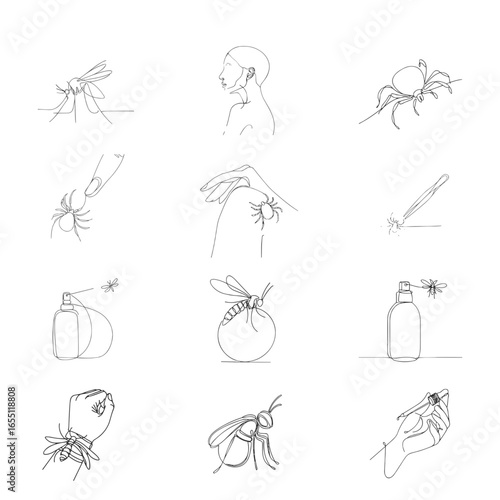 repellents insecticides pack silhouette thin lines 