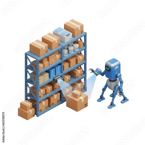3d man with a stack of boxes