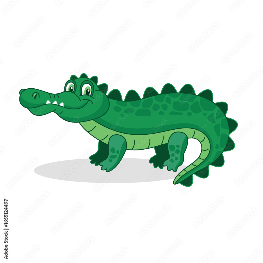 Naklejka premium Crocodile cartoon on a white background. Vector illustration with a crocodile in cartoon style. A baby crocodile.