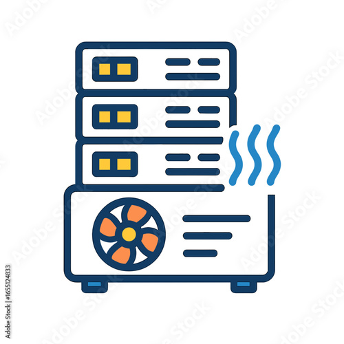 Air conditioning unit with stacked cooling components and fan  
