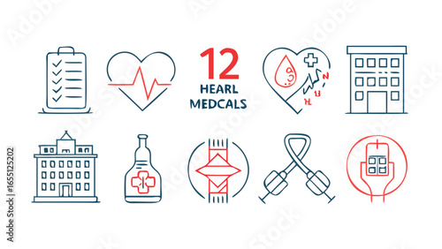 Medical healthcare heart hospital checklist medicine health blood clinic treatment equipment service care 100